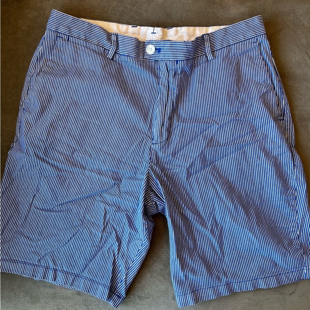 Calvin Klein blue and white striped shorts